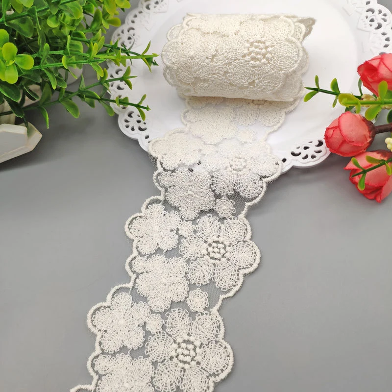 White Lace Cotton Embroidery Lace Ribbon Trim Fabric for Sewing Apparel Accessories Handmade DIY Crafts