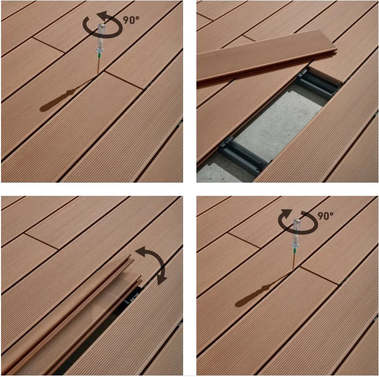 Wholesales Less Maintenance WPC Decking Tiles Hollow Garden Outdoor Composite Decking