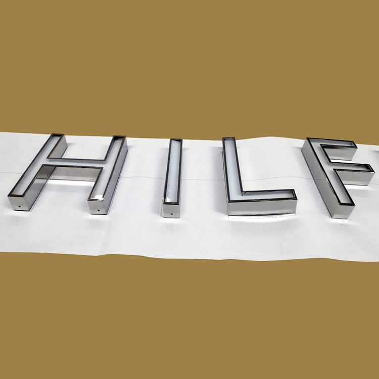 Illuminated stainless Steel Channel Letter Sign Mirror Polish Finished