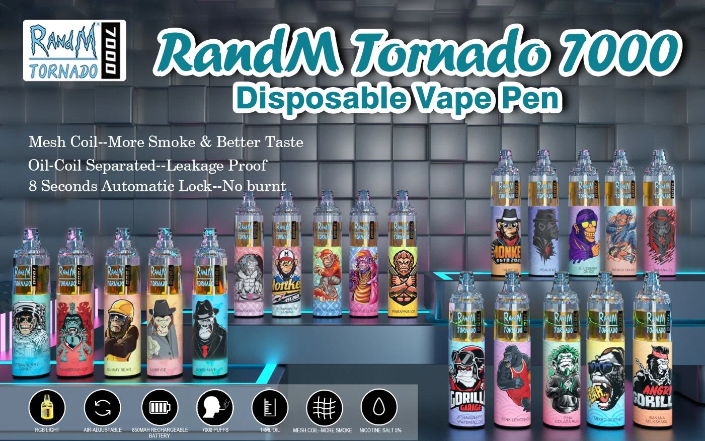 Wholesale/Supplier I Vape Rechargeable Disposable/Chargeable E Cigarette Fumot Randm Tornado 7000 Puff Vape Bape