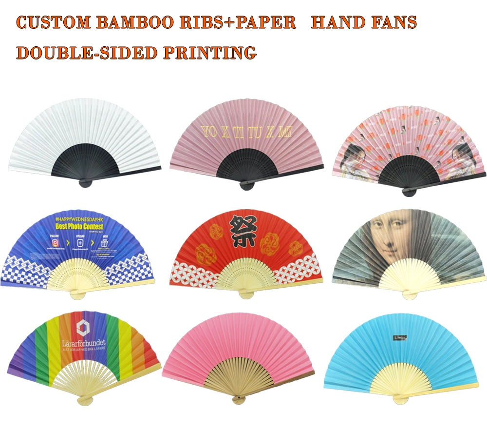Large Hand Fan/ Fabric Bamboo Folding Fan Custom Paper Hand Fan Good Quality Bamboo Paper Hand Fan