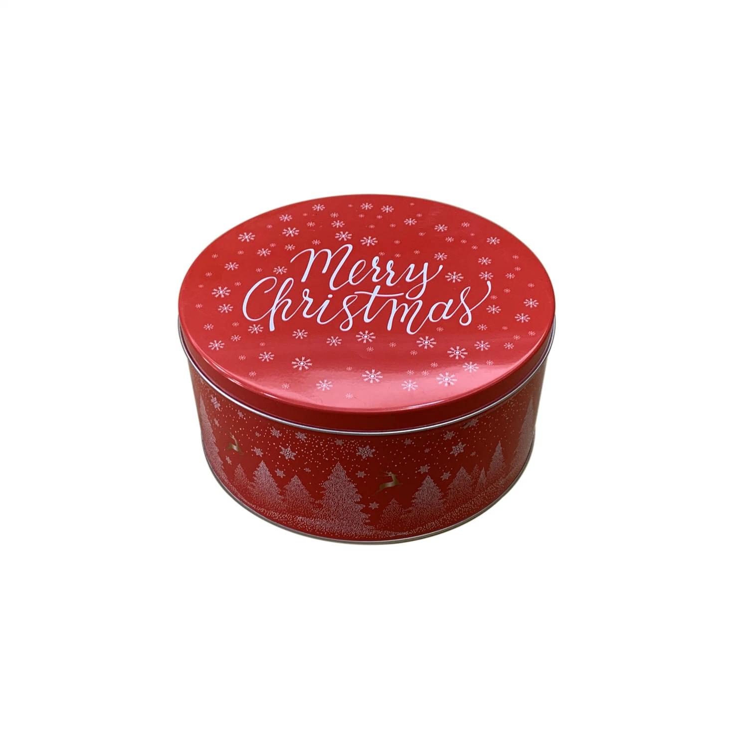 Christmas Metal Gift Box Popular Round Candy Tin Can Red Set