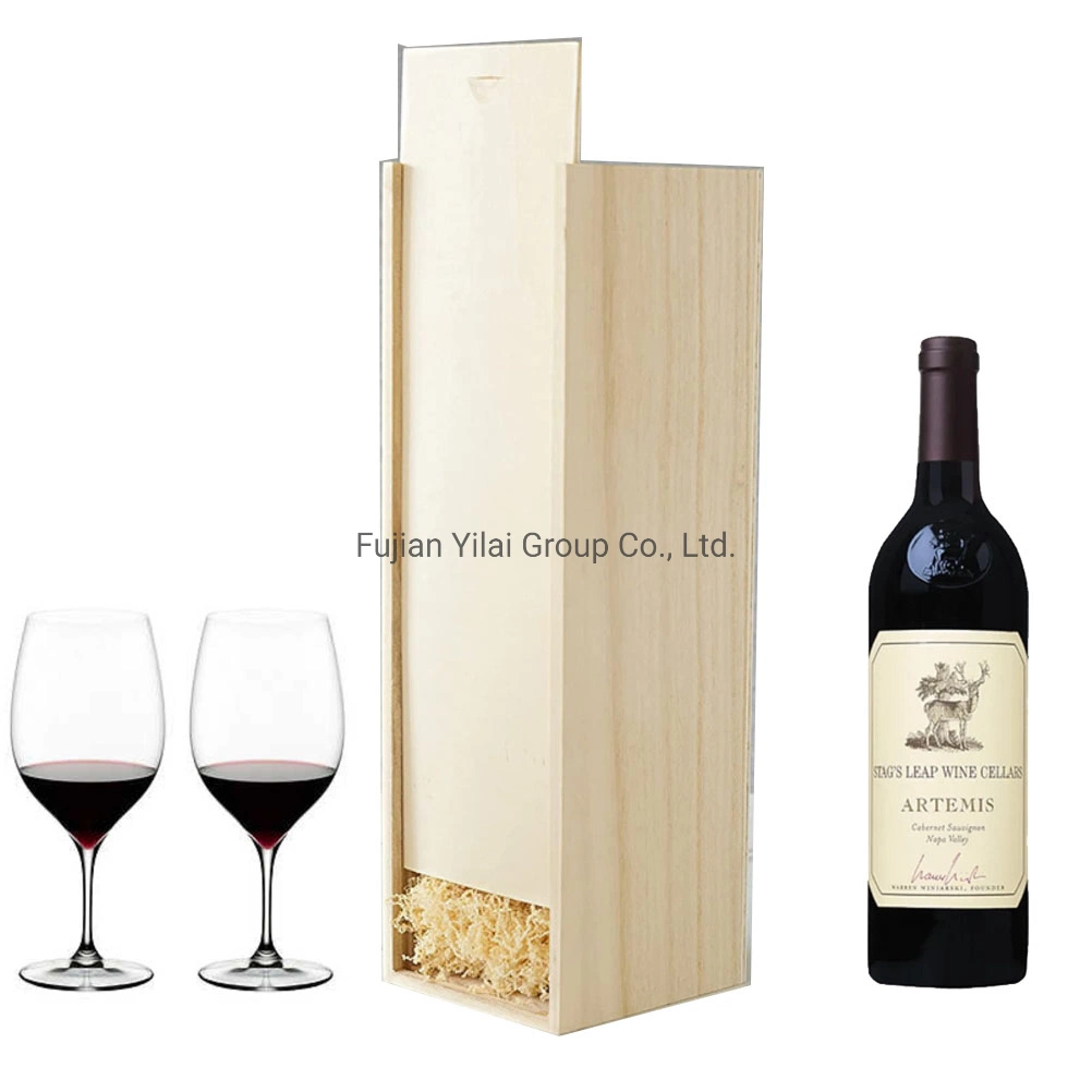 Vino tinto de grano de madera expuestas Box ideal para juegos de accesorios de vino botella individual decorativos de madera Caja de vino con tapa