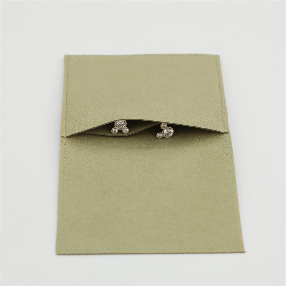 New Light Green Microfiber Pouch Velvet Pouch with Ribbon Jewelry Bags, High quality/High cost performance  Bracelet Packaging Pouch with You Logo