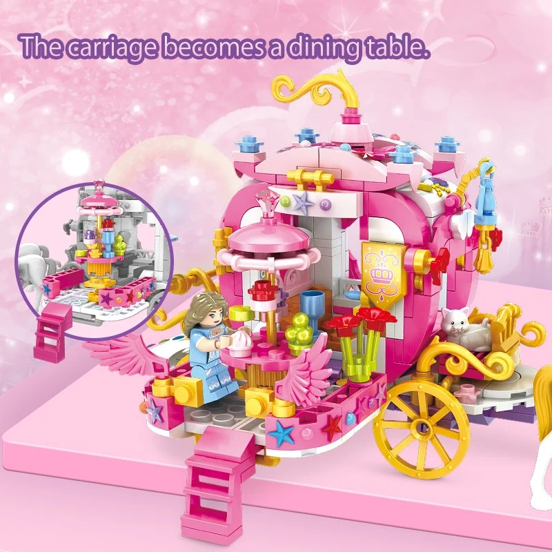 Woma Toys Kids Educational Wholesale/Supplier Customize Girl Moc Assembly Princess Carriage Toy Model Horse Car Puzzle Building Block Brick Set Girl Toy Game Jouet