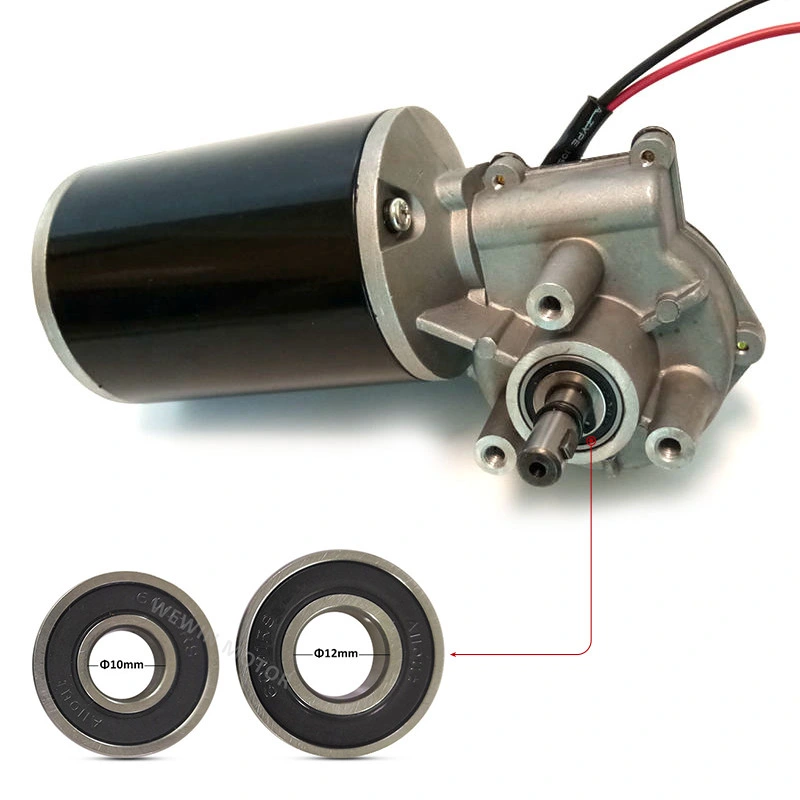 Factory Custom D76 Worm Geared 150W 200W 300W Oil Bearing Sleeve Bearing Spline Shaft DC Motor 70rpm 12V for Garage Door