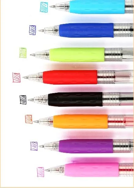 Esferográfica de tinta seca rápida retrátil School Supply, esferográfica de gel, caneta de pega confortável, ponta fina de 0,5 mm, vermelha