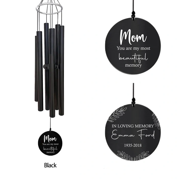 Custom Wind Chimes Home Decoration Garden Decoration 36 Inch Black, Loving Wind Bells Gifts for Mum