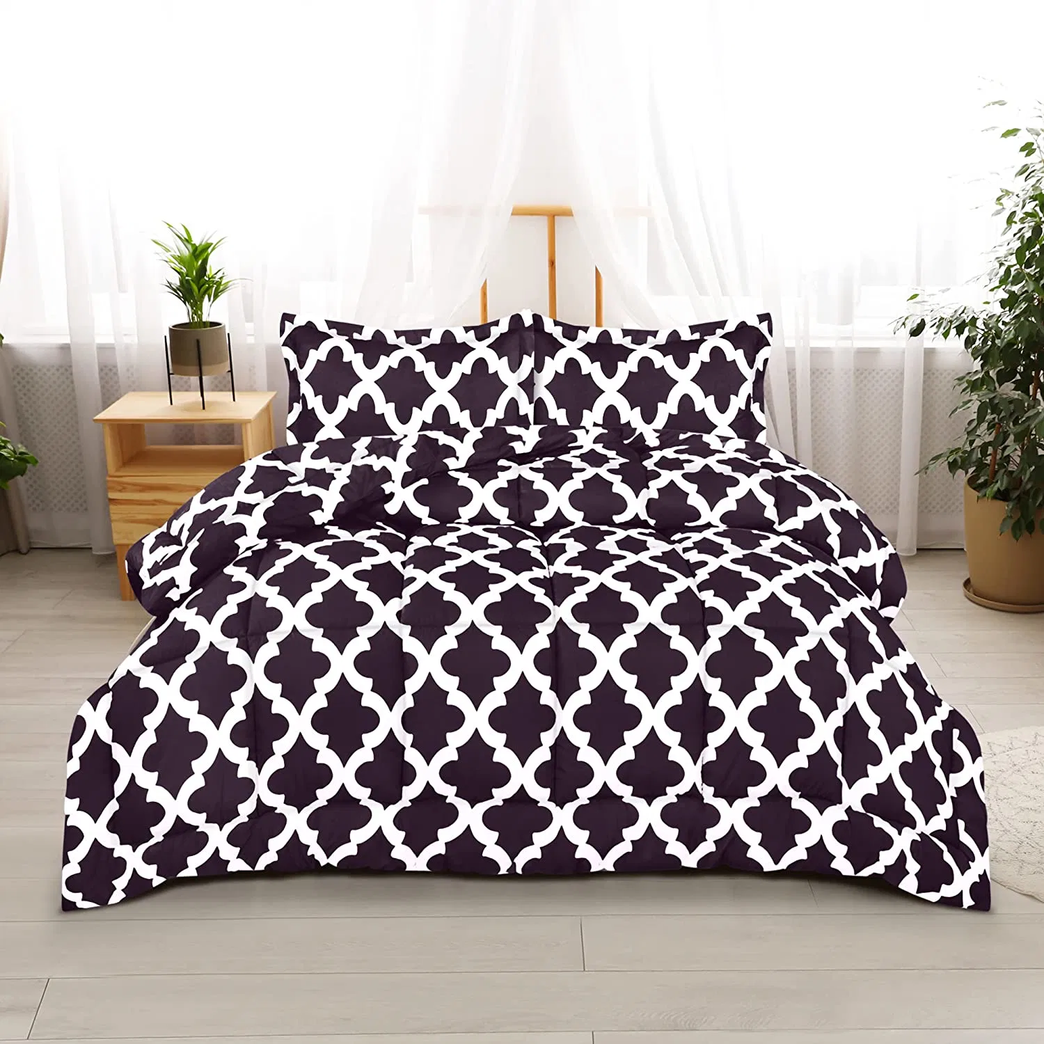 La literie en duvet twin set Kids (Quatrefoil prune) avec 1 oreiller imposture - ensembles de literie en duvet - Bas autre Consolateur - doux et confortable