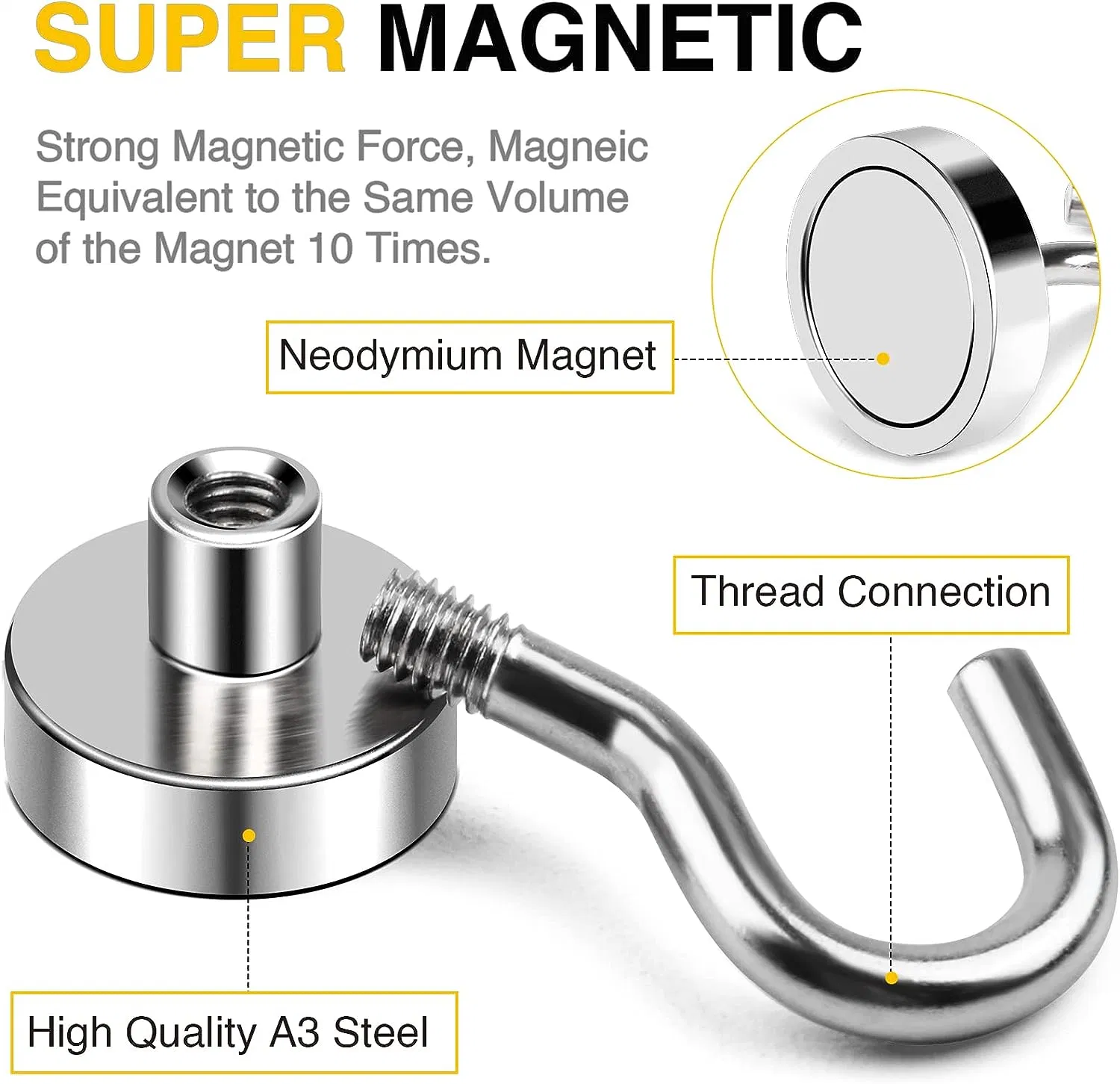 Magnetic Hook Powerful Cruise Magnet S-Shaped Hook Screw Hook