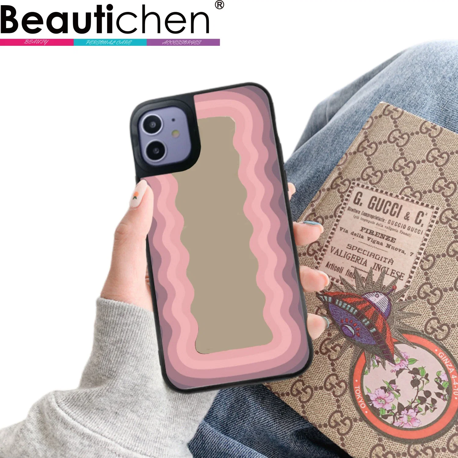 Beautichen Hot Sell Corrugated Magic Mirror Shockproof Mobile Phone Case for IP 7 8 11 12 13 14 X Xr Xs Plus PRO Max Mini