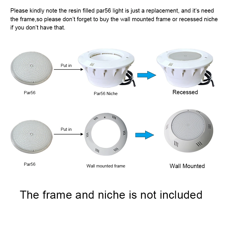 IP68 Resin Filled Flat PAR56 PAR 56 Swimming LED Pool Light RGB for 300W Halogen Replacement