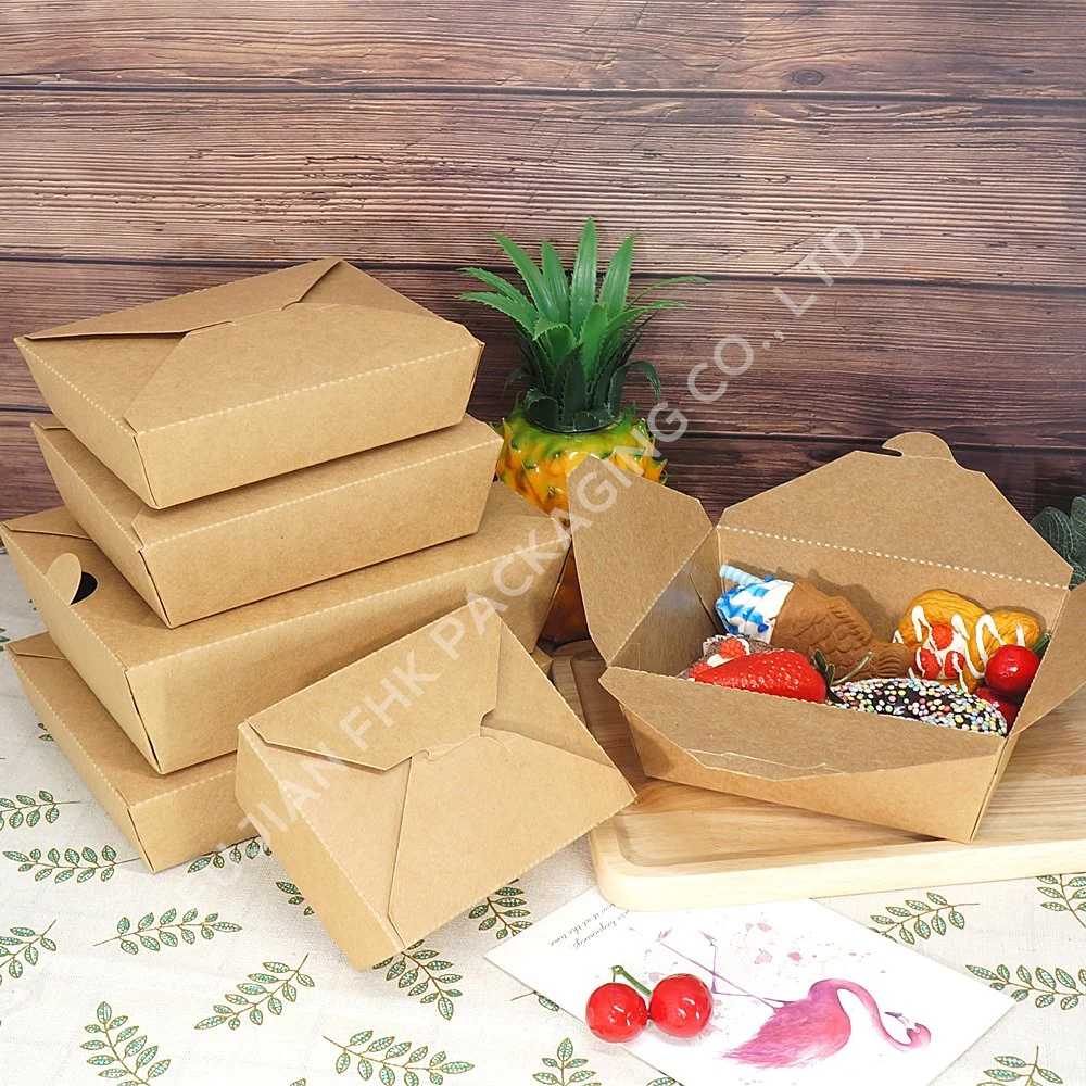 68oz 2000ml Rectangle Eco Friendly Biodegradable Takeaway Food Packaging Paper Boxes