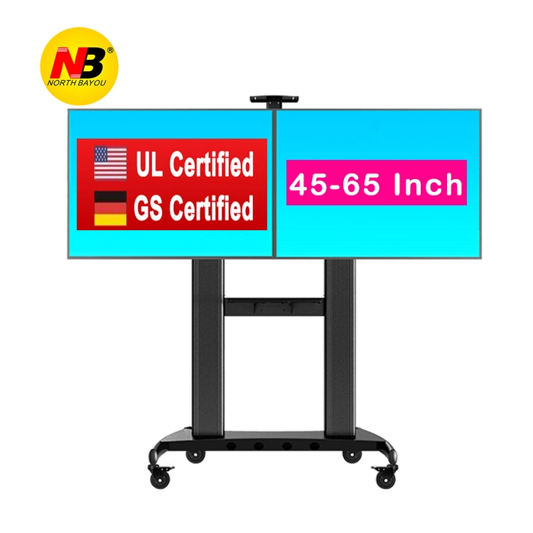 A Perú Nb Avt1800-65-2A TV pantalla doble Carro móvil 40"-60" Soporte de carro DE montaje de TV de plasma LCD LED con estante AV Y soporte de cámara