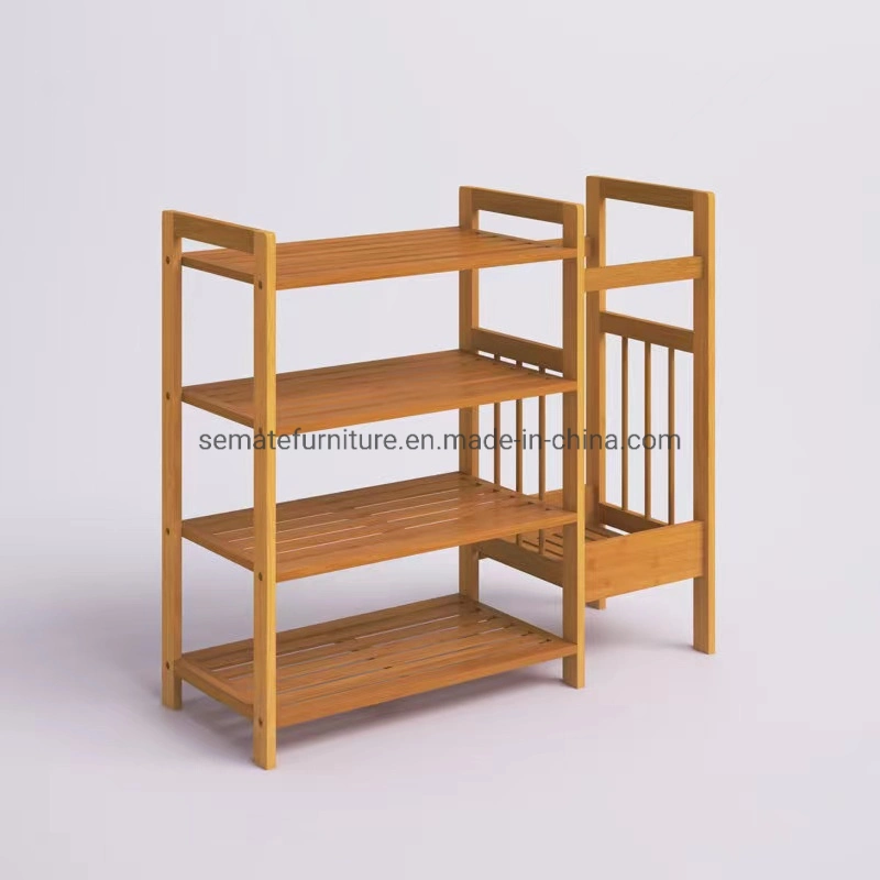 Durable Modern 4 Tier Shoe Rack Wooden Shoe Display Cabinet Storage Shelf