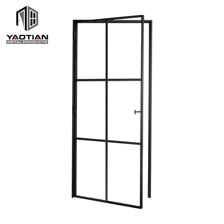 Modern Heavy Duty Residential Black Clear Glass Interior Door