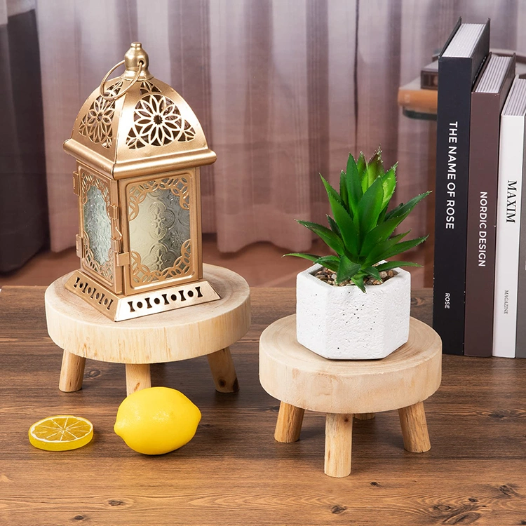 Round Decorative Flower Shelf Mini Wooden Stool Display Stand