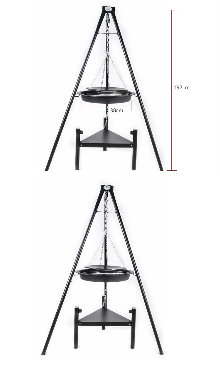 Keyo Outdoor Charcoal BBQ Grills Round Metal Hanging Tripod Fire Pit