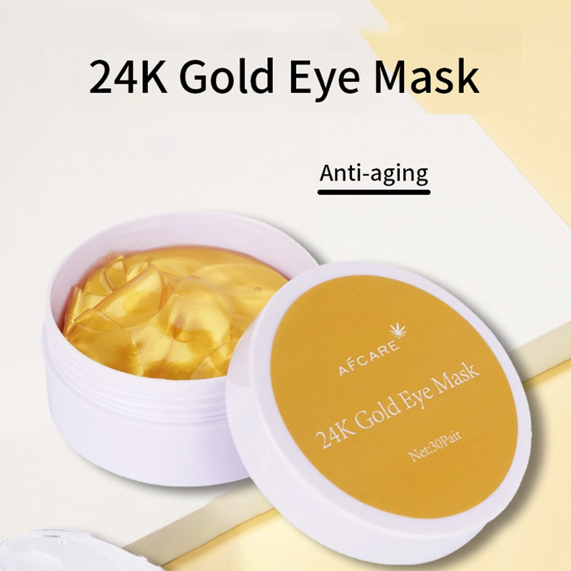 Hylauronic Acid Private Logo OEM Custom 24K Eye Mask Lightening Improve Dry Eyes Collagen Eye Mask