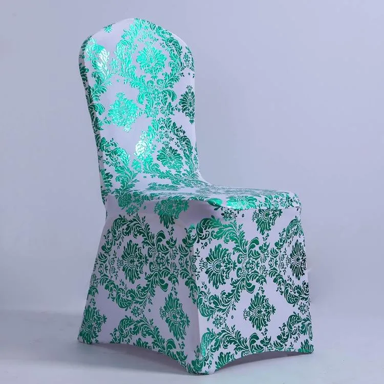 Metallic Gold Printed Full Cover Wedding Decorative Spandex Chair Cover