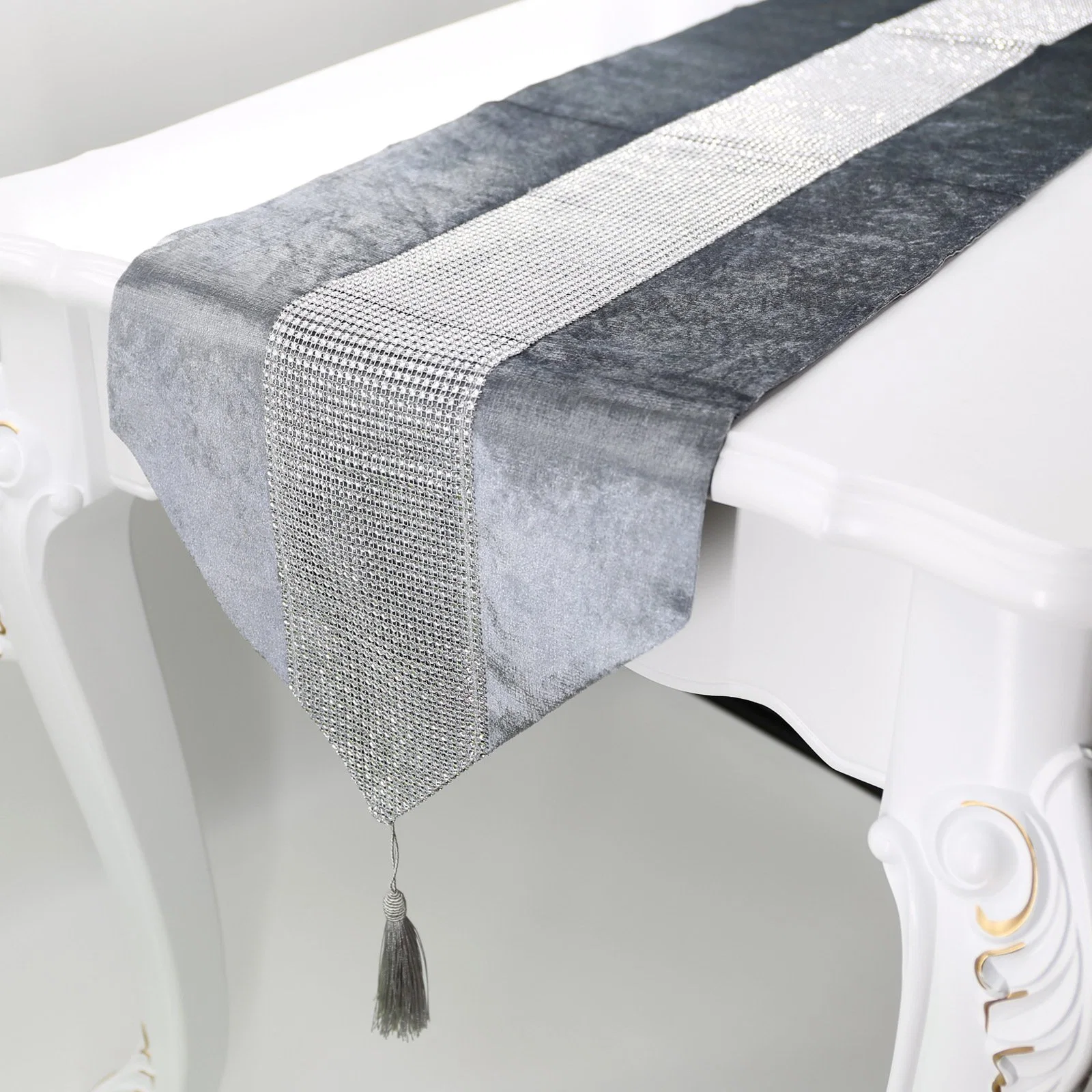 Velvet Table Runner / Placemat Set with Diamonds