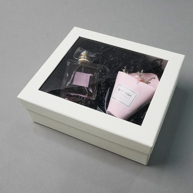 Cajas de regalo rígidas blancas con PVC personalizadas de Perfume cosmético al por mayor Ventana