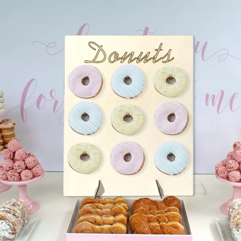 Custom madeira Donut racks decoração casamento