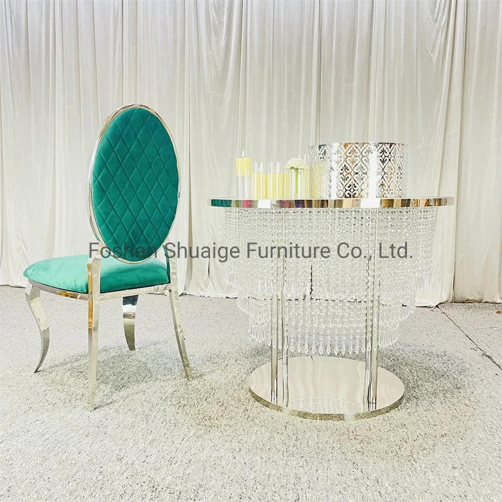 Modern Wedding Party Furniture Wholesale/Supplier Green Velvet Cushion Silver Stainless Steel Dining Chair