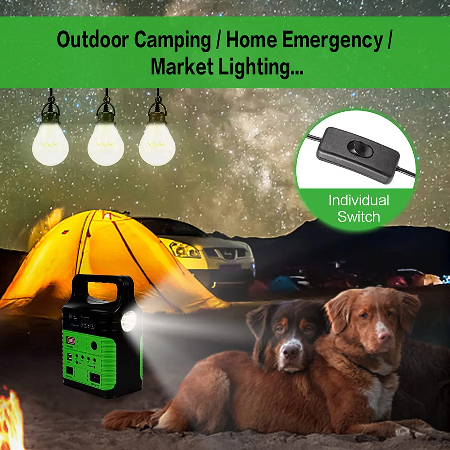 LED de puissance portable Outdoor Voyant d'urgence de l'énergie solaire lampe avec haut-parleur Bluetooth Radio MP3 trois ampoules LED