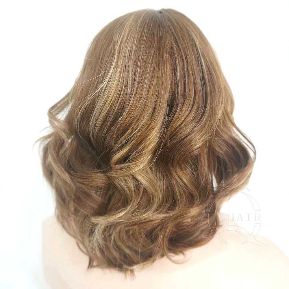 Kosher Perucas União Cabelo com raízes escuras Lace Top Platinum loira de cabelo humano Perucas