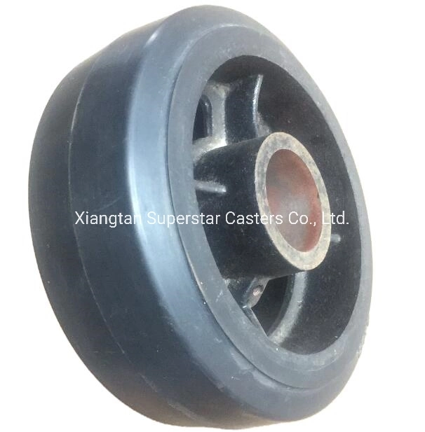 6 Times 2 Inches Factory Industrial Black Rubber Cast Iron Core Wheels (Excellent Quality and Grease Zerk)