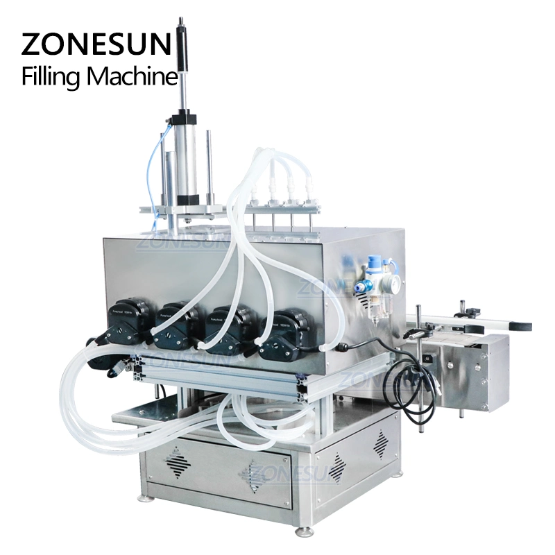 Zonesun Fully Automatic Table Top Essential Oil Lip Gloss Nail Polish Liquid Soap Fill Spray Bottle Filling Machine