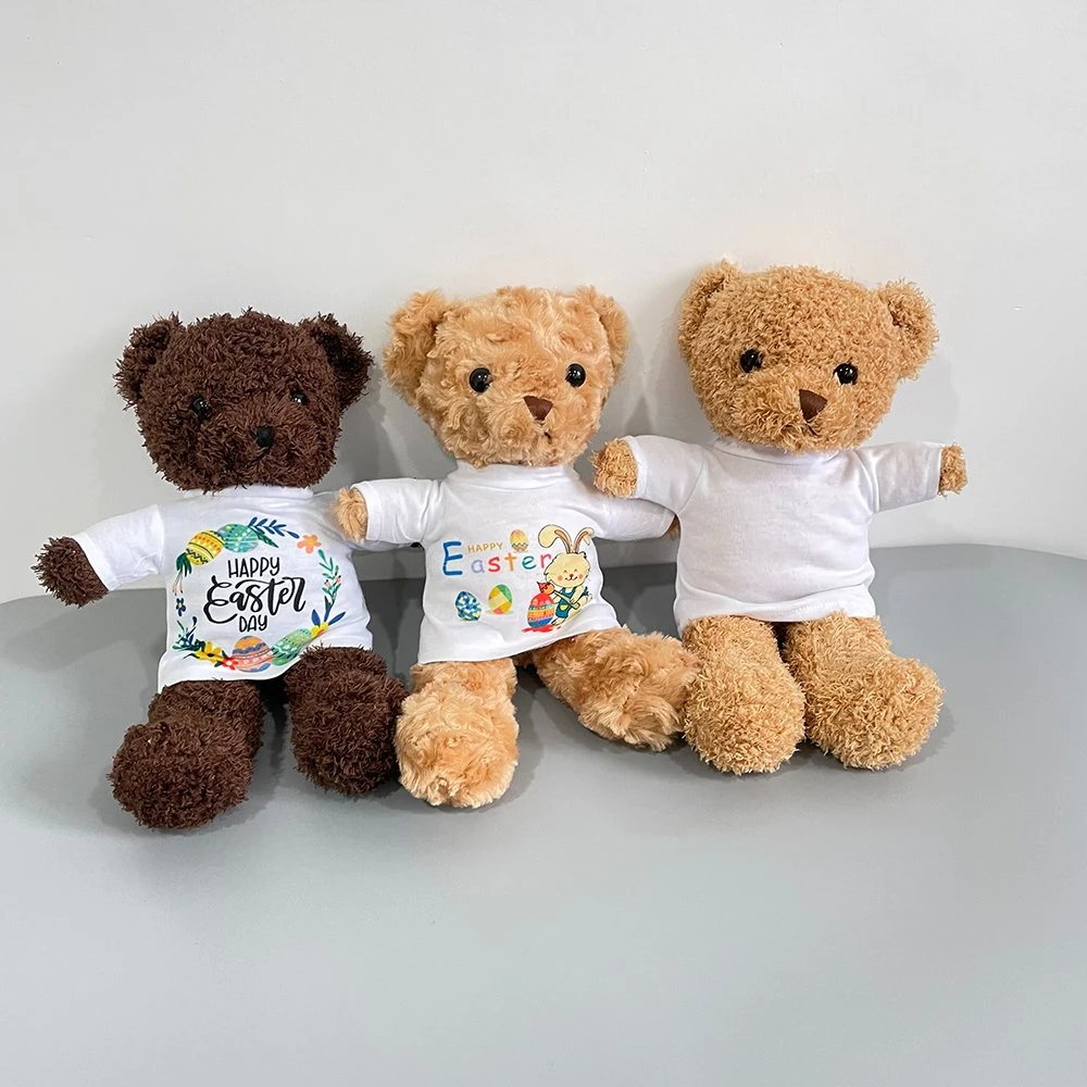 Classic Stuffed Animal Bear Toy with Sublimation T Shirts Teddy Bear Stuffed Animal Sublimation Blank T Shirt for Plush Toy