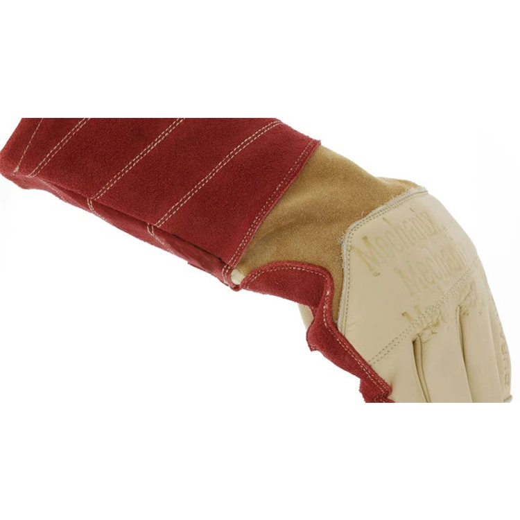 Glide Resistant Fingertip Cow Split Leather Welders Welding Gloves with Cotton Lining