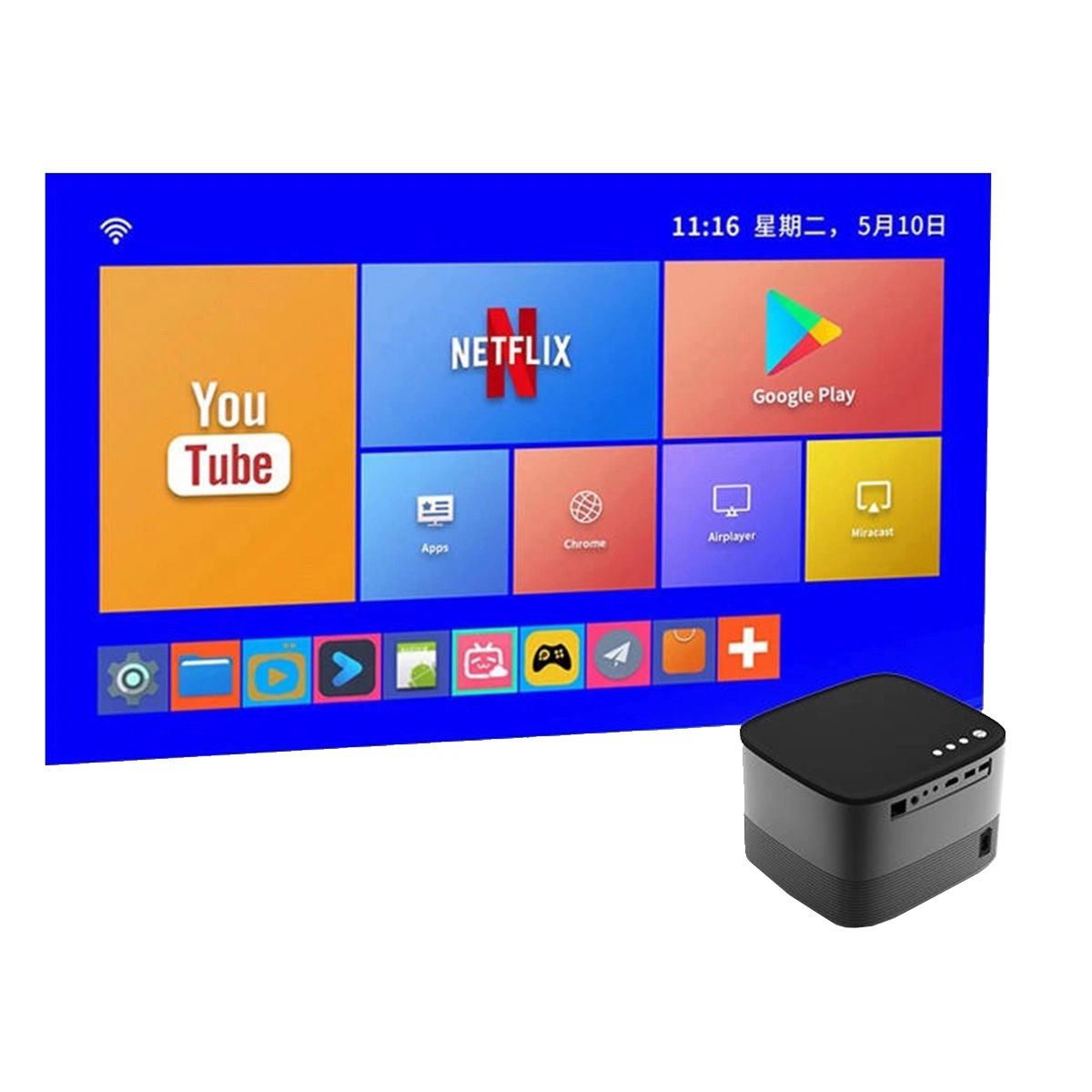 New Design of Intelligent Mobile Projector 1080P LCD WiFi LED Home Theater Cinema 4K Projector