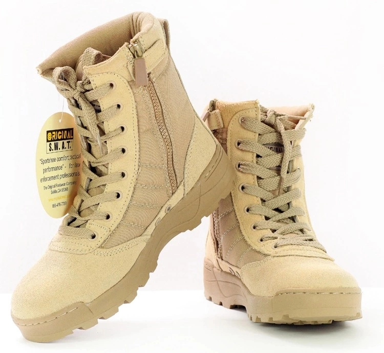 Newest Khaki Color Us Army Military Style Tactical Police Style Leather Boots