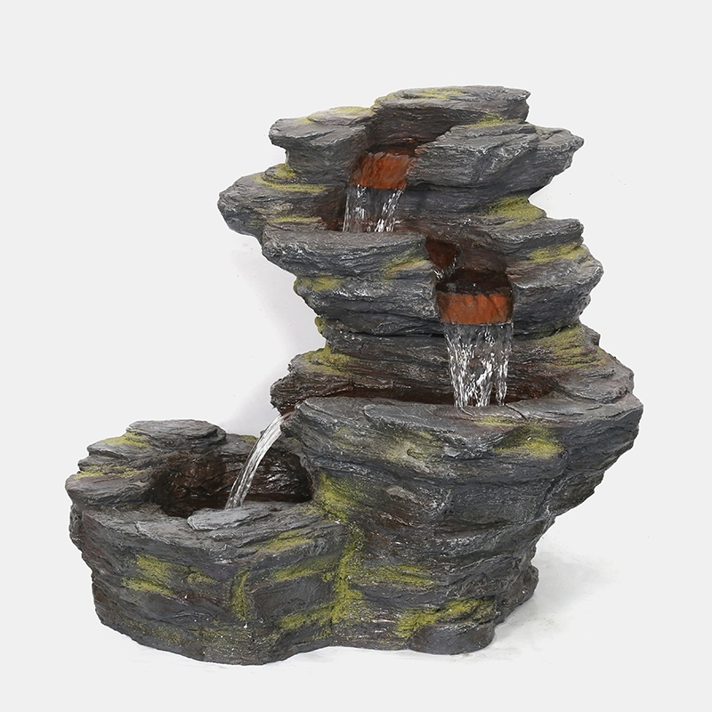 Polyresin Stone River Stream Waterfall Fountain Outdoor Rocky Water Feature for Garden Patio Porch