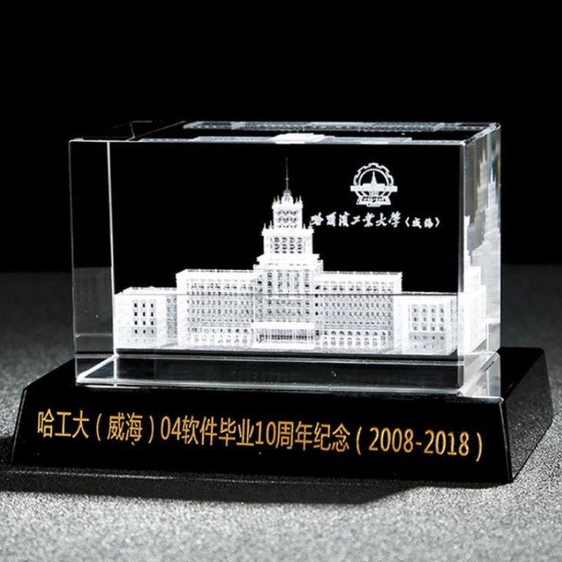 Original Factory Wholesale/Supplier Custom Company Characteristic Souvenir Office Decoration Construction Project Building Decoration Trophy 3D Crystal Model