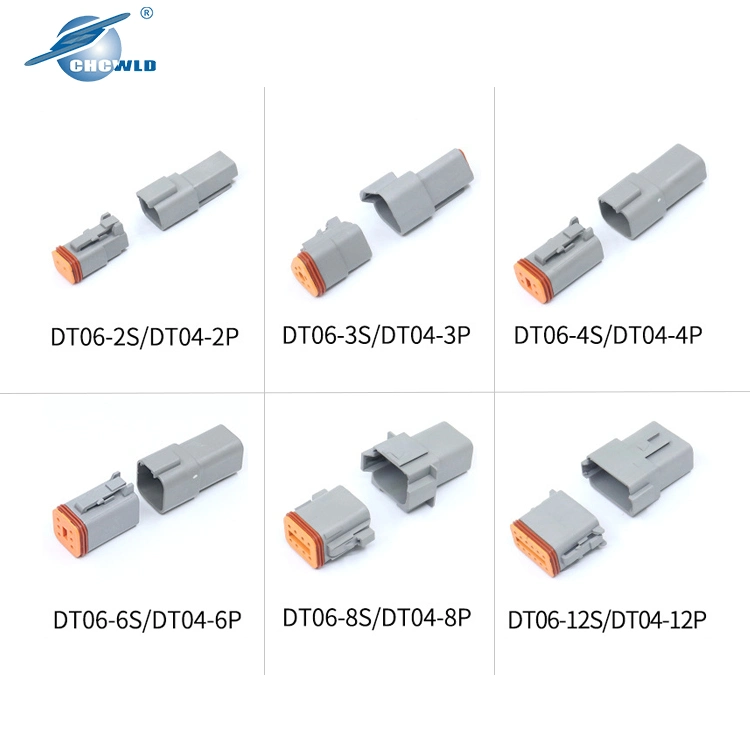 Deutsch de alta qualidade DT DT04 DT06 Ficha automática 2 3 4 6 8 12 pinos à prova de macho e fêmea do chicote elétrico do carro Cabo terminal conector automotivo