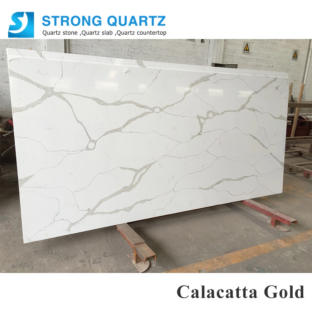 White Calacatta Gold Artificial Quartz Stone Kitchen Bench Tops