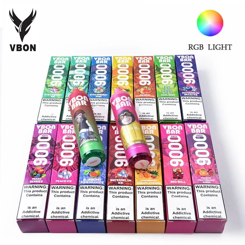 9000 Puffs RGB Vbon Bar desechable Pod Vaporizer malla en espiral E-cigarrillo VAPE