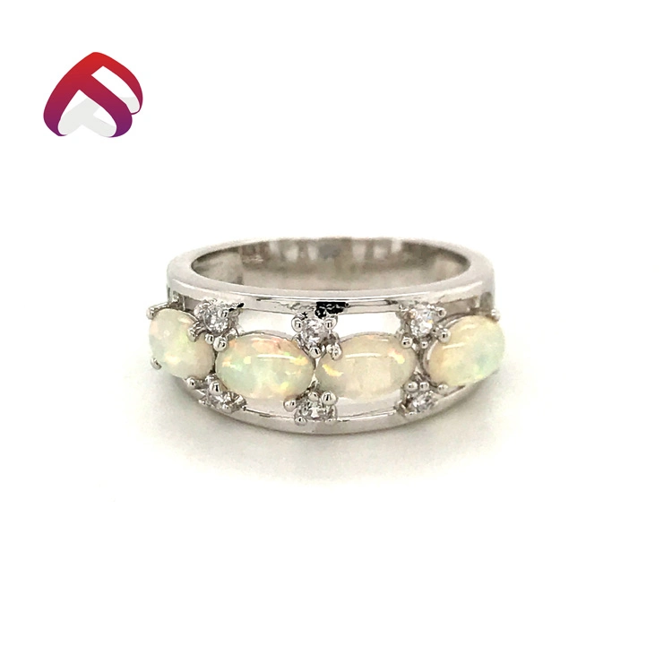 Nuevo estilo 925 Joyería de Plata joyería Ópalo blanco Opal Anillo de piedras