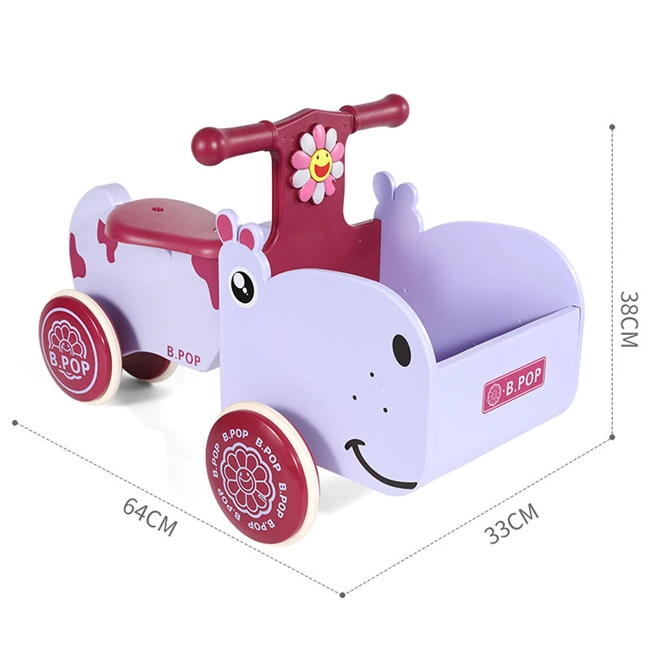 Cartoon Hippo Baby Walker Toys Safe Wheel Toddler Balance Training Cute Ride on Car with Music and Sound Kids Car