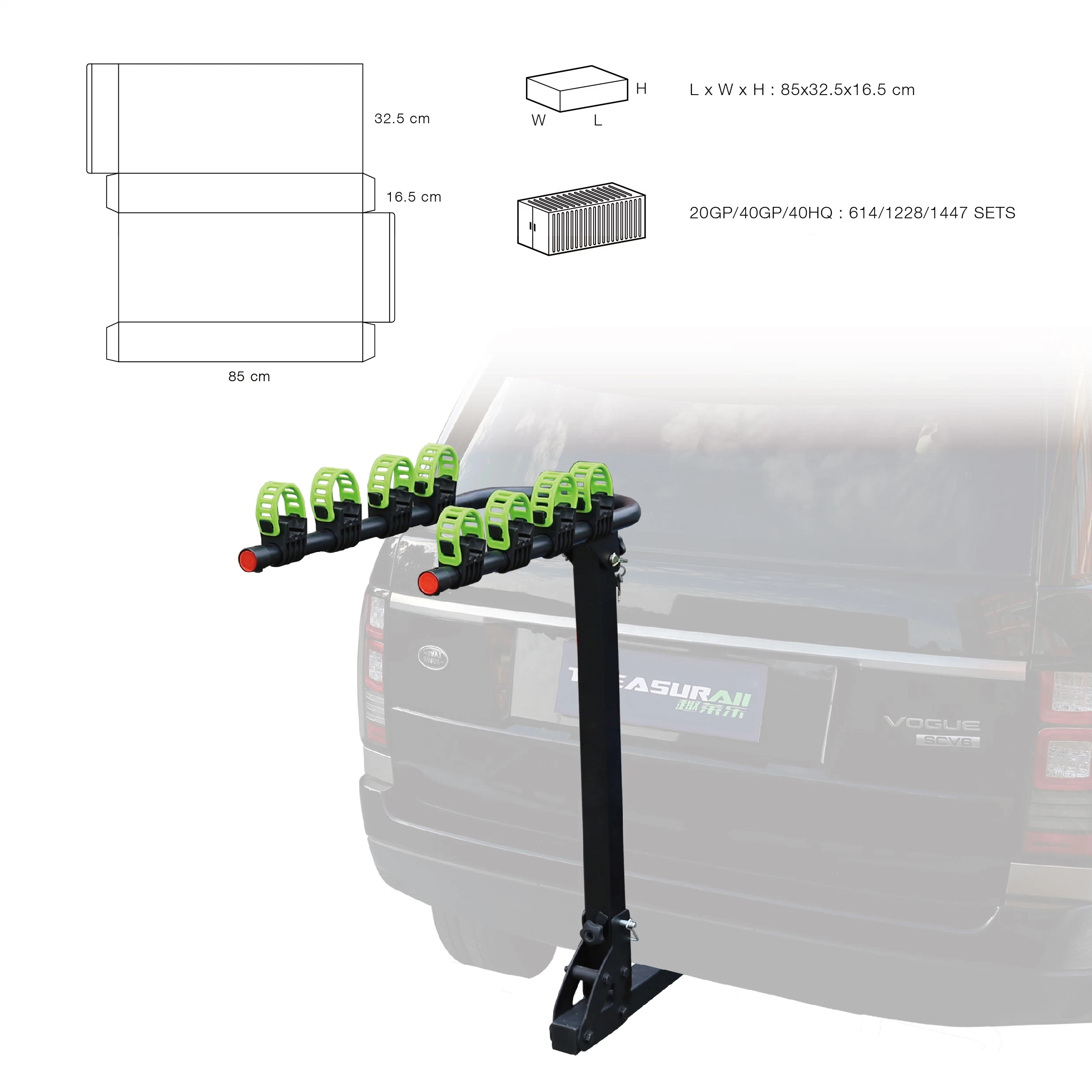 Portabicicletas para enganche de remolque de estilo de plataforma plegable para 2 bicicletas, de venta caliente, para mayoristas.