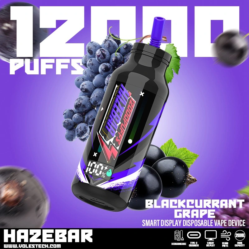 Shenzhen vape Hazebar desechable VAPE 12000 Puff Bar 12K Puffs Pantalla de visualización malla líquida bobina Electrónica cigarrillo Alibaba Puff Distribuidores