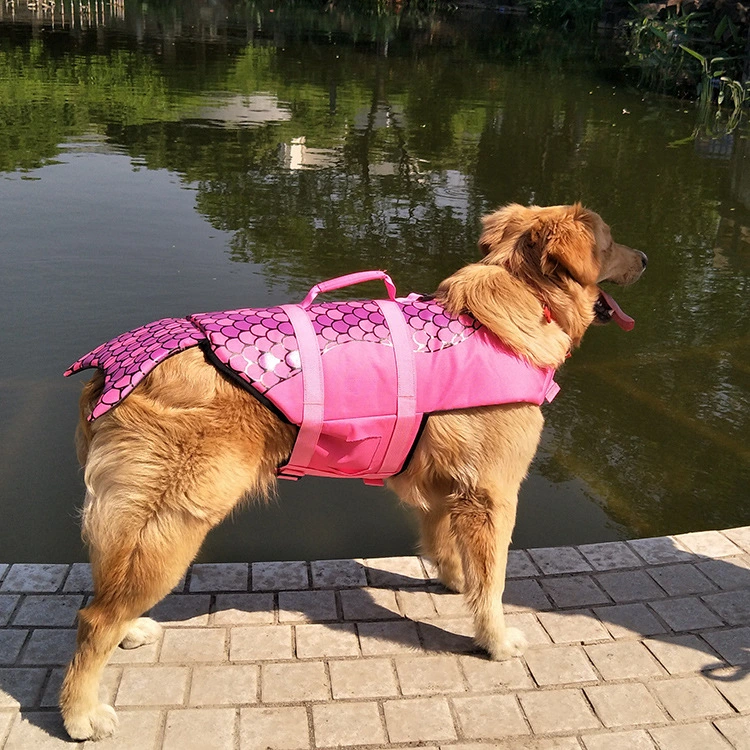 Polyester Adjustable Dog Swimming Life Jacket Vest with Handle