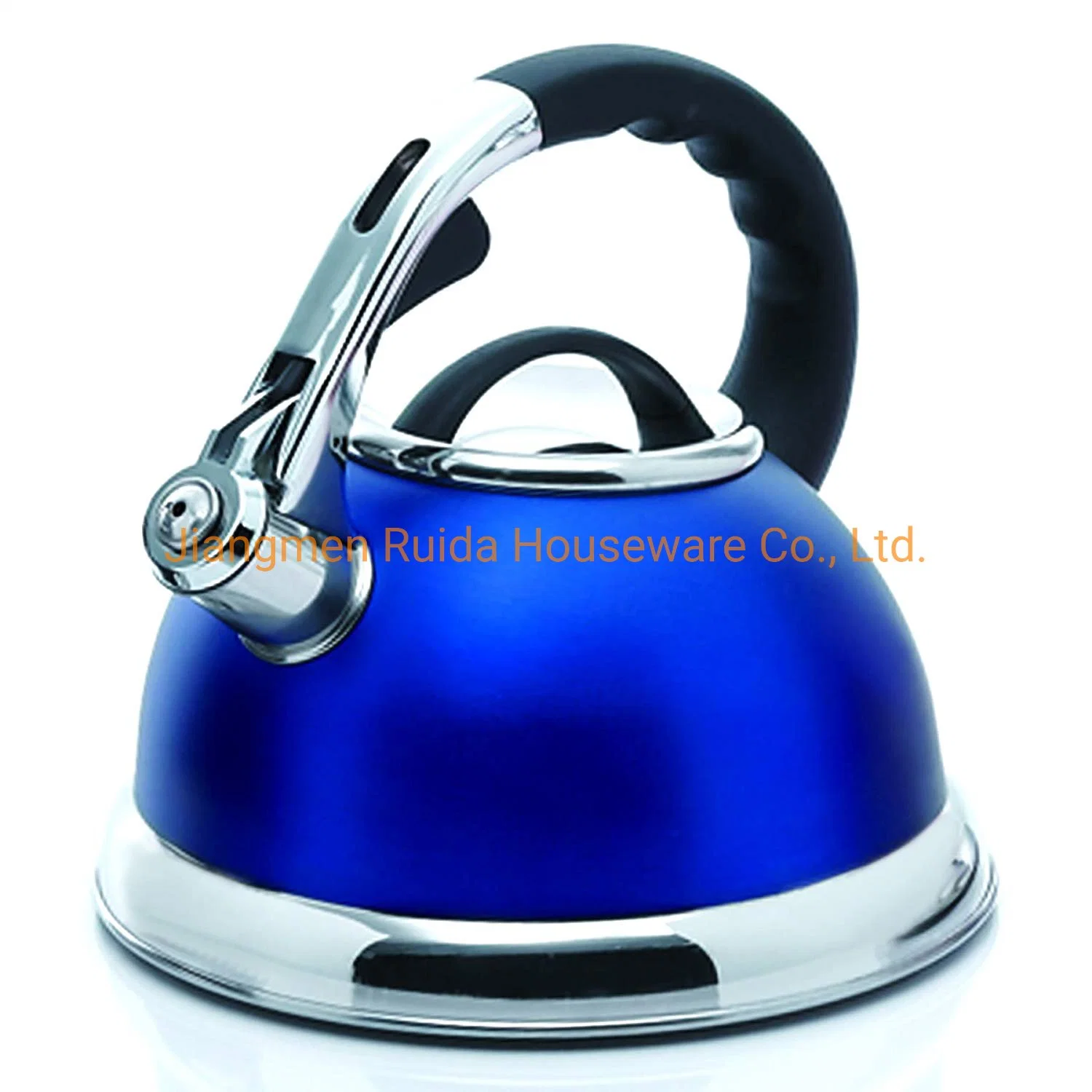 Blue Painting Stainless Steel Whistling Coffee Tea Water Kettle with Heat Resistant Handle