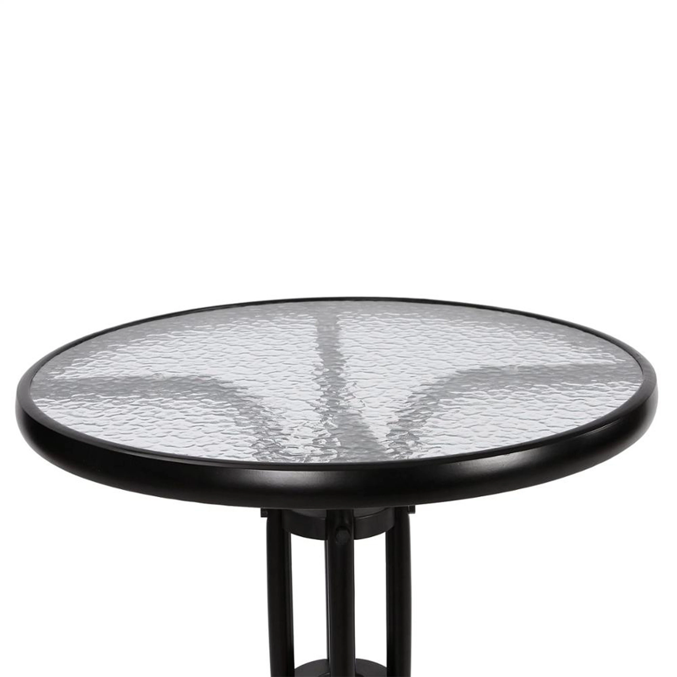 Metal Outdoor Furniture Steel Frame Tempered Glass Round Table