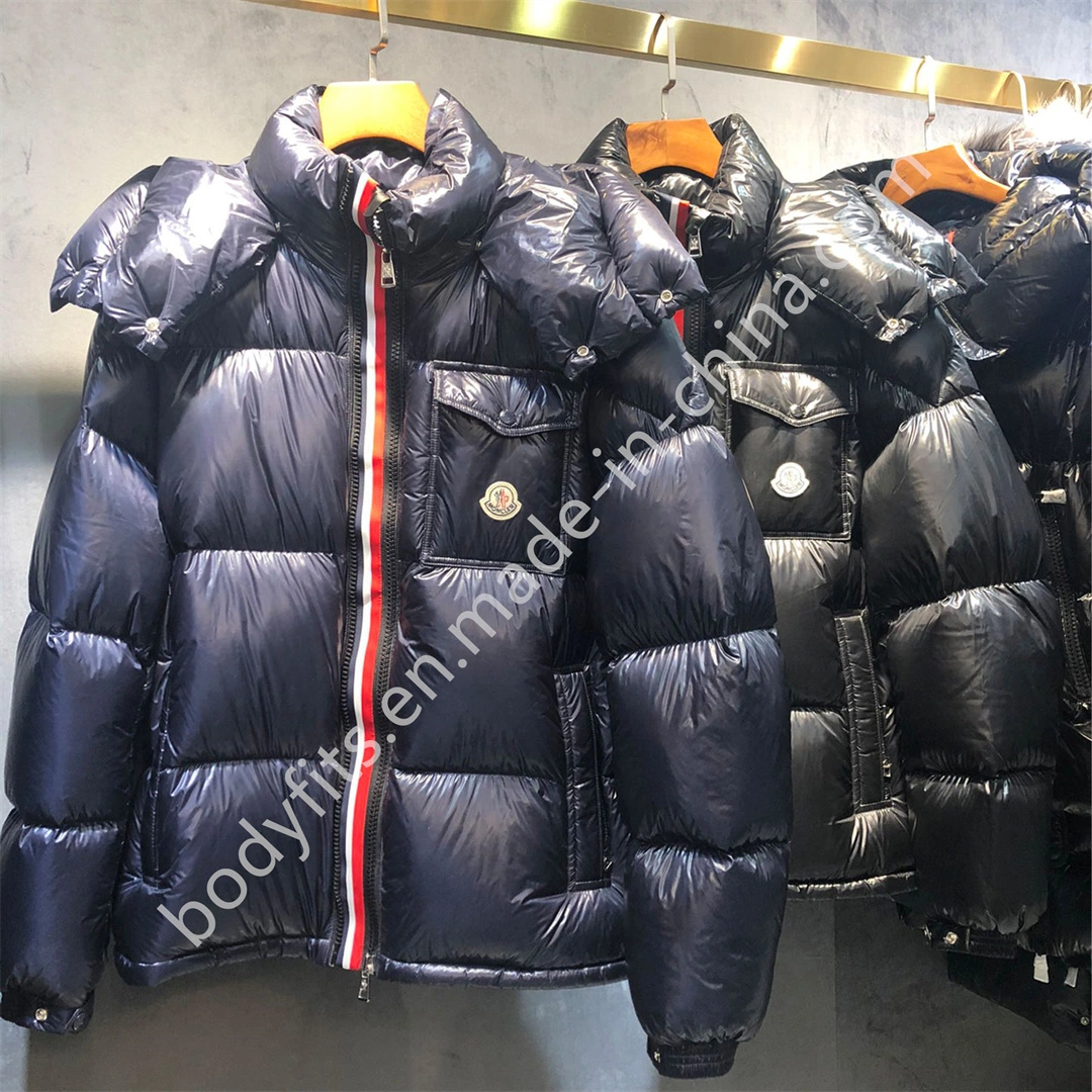 OEM/ODM Black Down Coat Bubble Down Jacket Waterproof Padded Coat Chaqueta acolchada de plumón con capucha para hombre