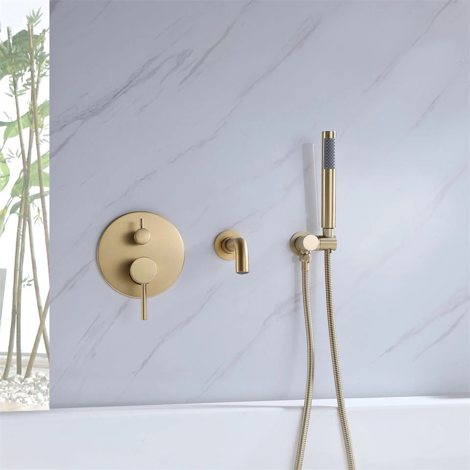 Badezimmer Wandmontage Badewanne Wasserhahn Dusche Mixer Brushed Gold